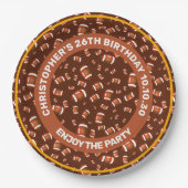 アメリカンフットボールのボールの継ぎ目のないパターン ペーパープレート (正面)