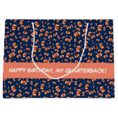 アメリカンフットボールのボールの継ぎ目のないパターン ラージペーパーバッグ (正面)