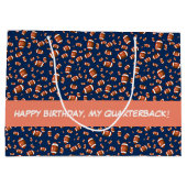 アメリカンフットボールのボールの継ぎ目のないパターン ラージペーパーバッグ (裏面)