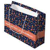 アメリカンフットボールのボールの継ぎ目のないパターン ラージペーパーバッグ (正面アングル)