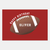 アメリカンフットボールのボールパターンキッズ ラッピングペーパーシート (正面)