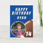 アメリカンフットボールのボールフォトハッピーバースデー サンキューカード (正面)