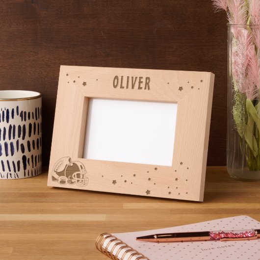 アメリカンフットボールのボールヘルメット写真 レーザー彫刻フレーム (左)