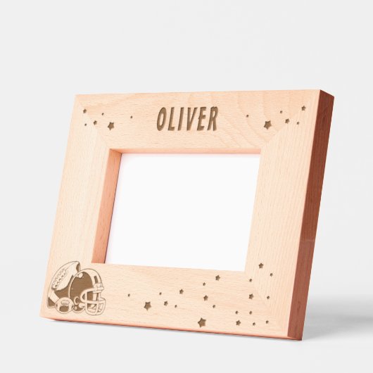 アメリカンフットボールのボールヘルメット写真 レーザー彫刻フレーム (左)