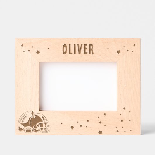 アメリカンフットボールのボールヘルメット写真 レーザー彫刻フレーム (正面)