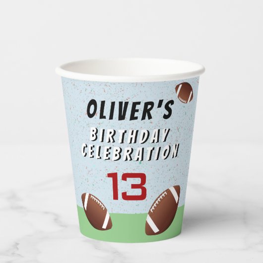 アメリカンフットボールのボール誕生日パーティー 紙コップ (正面)