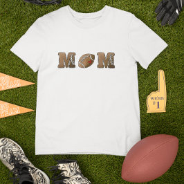 アメリカンフットボールのママ / ブラウン MOM Football Heart Tシャツ