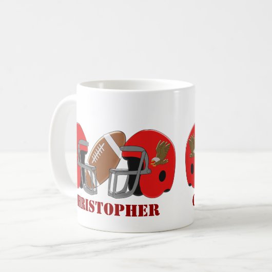 アメリカンフットボールの名前の追加 コーヒーマグカップ (正面左)
