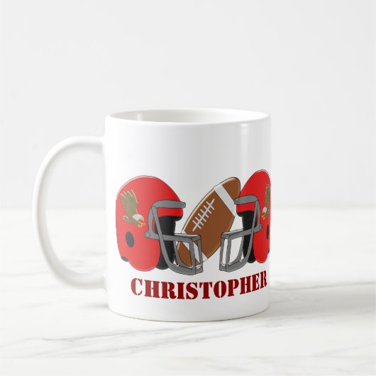 アメリカンフットボールの名前の追加 コーヒーマグカップ (左)