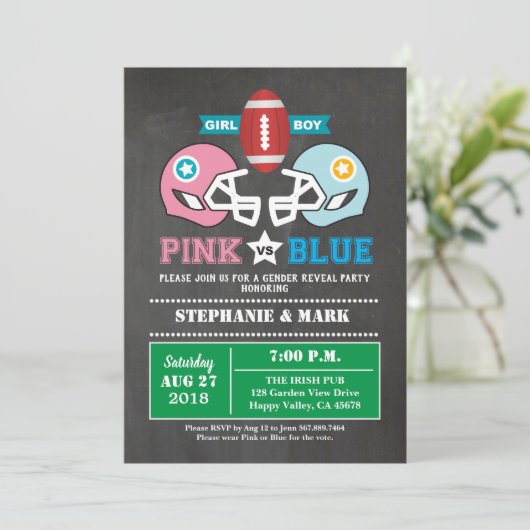 アメリカンフットボールの性別を暴くパーティー 招待状 (スタンド正面)