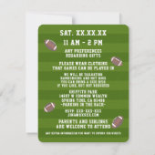 アメリカンフットボールの誕生日パーティーの写真 招待状 (裏面)