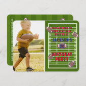 アメリカンフットボールの誕生日パーティーの写真 招待状 (正面/裏面)