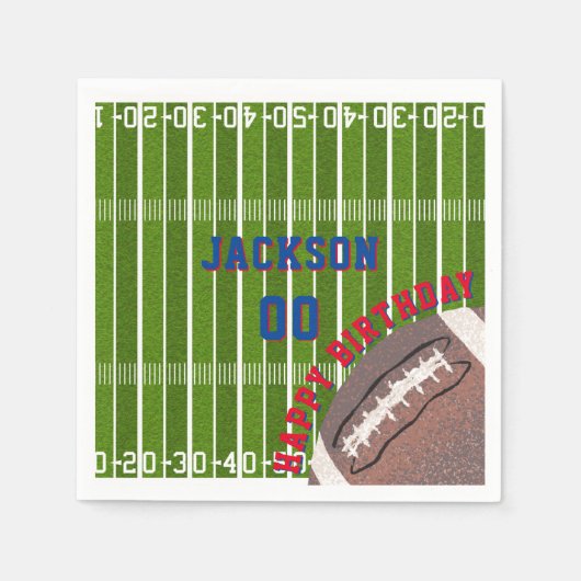 アメリカンフットボールの誕生日パーティー スタンダードカクテルナプキン (正面)