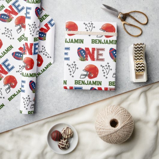 アメリカンフットボールの誕生日 ラッピングペーパー (クラフト)