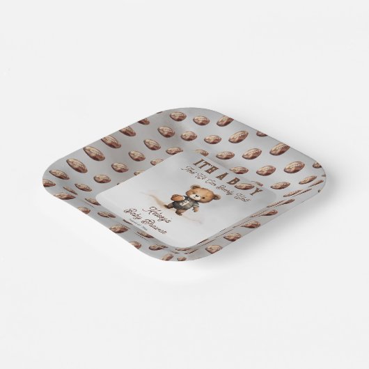 アメリカンフットボールの赤ちゃんシャワーを心待ち ペーパープレート (傾斜あり)