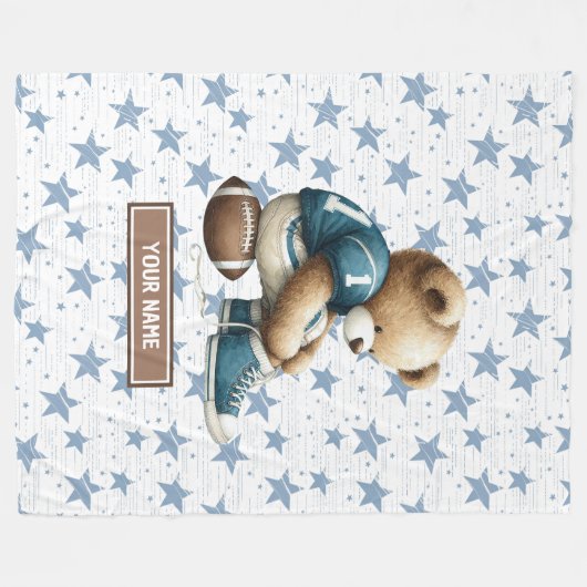 アメリカンフットボールの赤ちゃんシャワー用テディ毛布 フリースブランケット (正面(横))