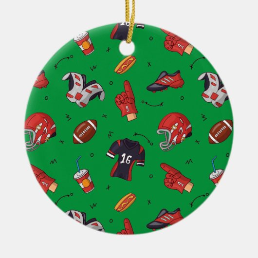 アメリカンフットボールの軽食プレーヤー機器 セラミックオーナメント (正面)