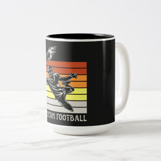 アメリカンフットボールの2トーンコーヒーマグ ツートーンマグカップ (正面右)