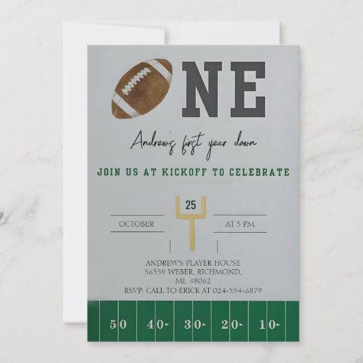 アメリカンフットボールを一年目に見せる 招待状 (正面)