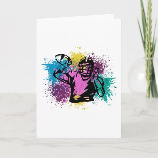 アメリカンフットボールグルンジーの色のスプラッシュ カード (正面)