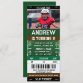 アメリカンフットボールチケット誕生日の写真 招待状 (正面/裏面)