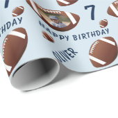 アメリカンフットボールハッピーバースデーフォトブルー ラッピングペーパー (ロールコーナー)