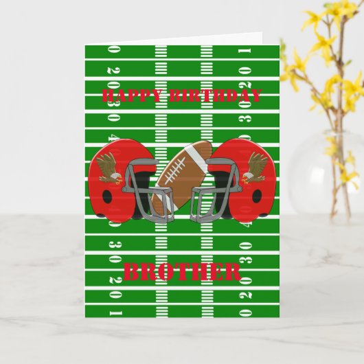 アメリカンフットボールパーソナライズされたブラザー誕生日 カード (黄色い花)