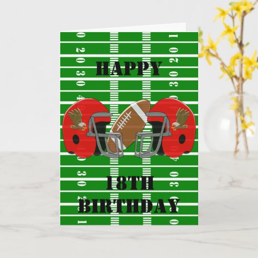 アメリカンフットボールパーソナライズされた18誕生日 カード (黄色い花)