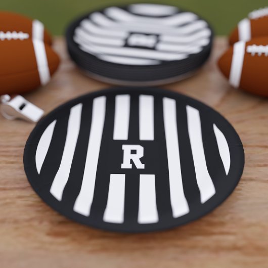 アメリカンフットボールパーティーレフェリーストライプ紙プレート ペーパープレート