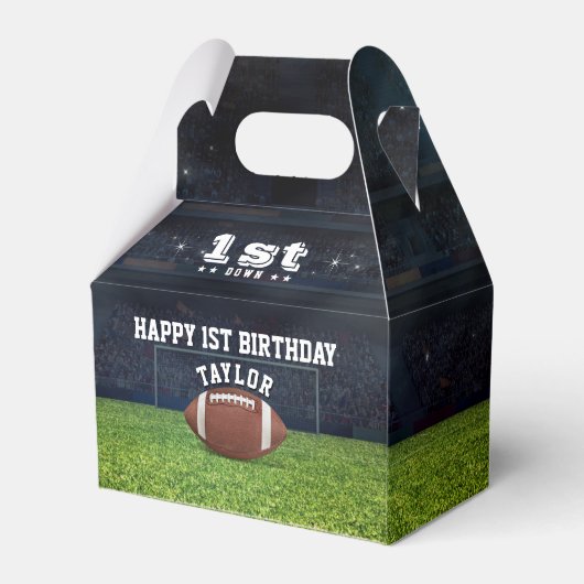 アメリカンフットボールフィールドハッピーファースト誕生日パーティー フェイバーボックス (裏面サイド)