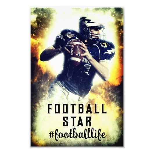 アメリカンフットボールヴィンテージ選手 フォトプリント (正面)