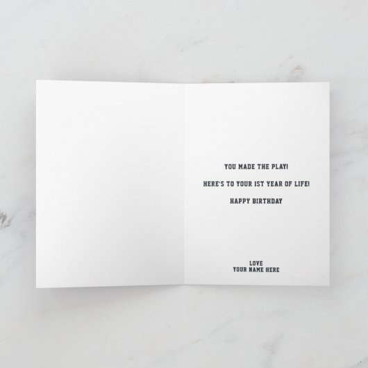 アメリカンフットボール場1歳の誕生日パーティー サンキューカード (内部)