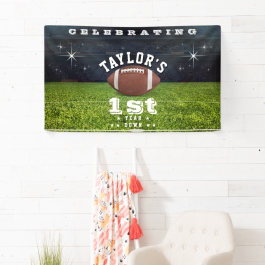アメリカンフットボール場1歳の誕生日パーティー 横断幕 (インサイチュ)