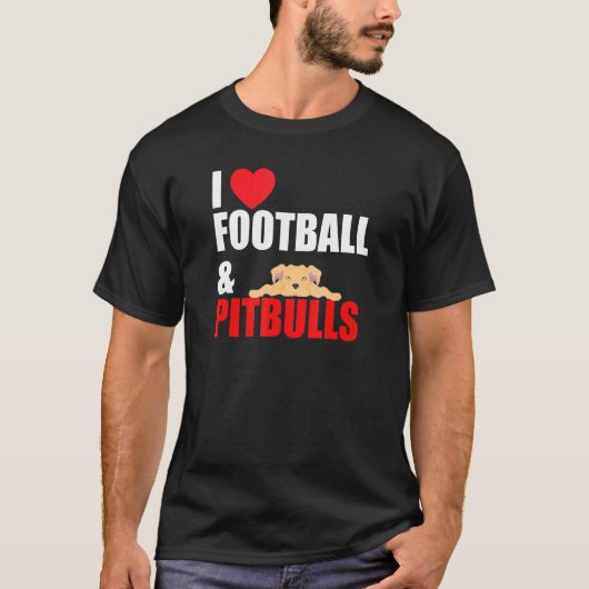 アメリカンフットボール大好きピットブル Tシャツ (正面)