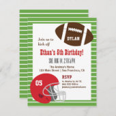 アメリカンフットボール子供の誕生日パーティの招待状 招待状 (正面/裏面)