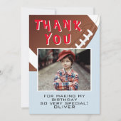 アメリカンフットボール子供の誕生日写真 サンキューカード (正面)