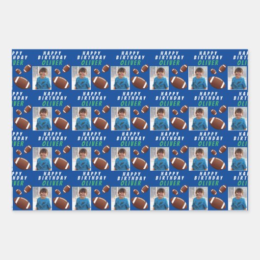 アメリカンフットボール子供の誕生日写真 ラッピングペーパーシート (正面2)
