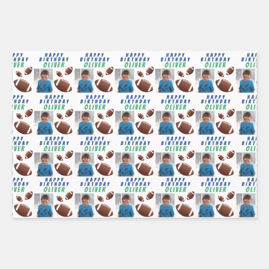 アメリカンフットボール子供の誕生日写真 ラッピングペーパーシート (正面2)