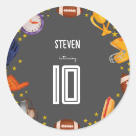 アメリカンフットボール子供の誕生日 ラウンドシール