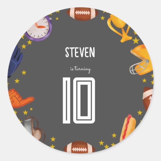 アメリカンフットボール子供の誕生日 ラウンドシール (正面)