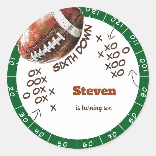 アメリカンフットボール子供の誕生日 ラウンドシール (正面)