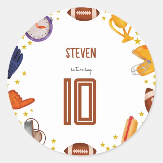 アメリカンフットボール子供の誕生日 ラウンドシール (正面)