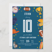 アメリカンフットボール子供の誕生日 招待状 (正面)