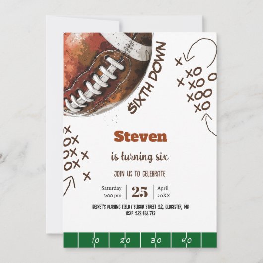 アメリカンフットボール子供の誕生日 招待状 (正面)