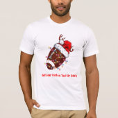 アメリカンフットボール小妖精や小人サンタハットクリスマスライト Tシャツ (正面)