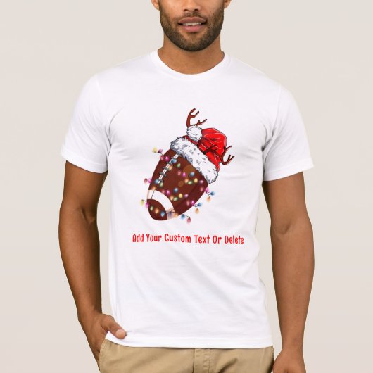 アメリカンフットボール小妖精や小人サンタハットクリスマスライト Tシャツ (正面)