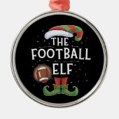 アメリカンフットボール小妖精や小人ファミリーマッチングクリスマス メタルオーナメント (正面)