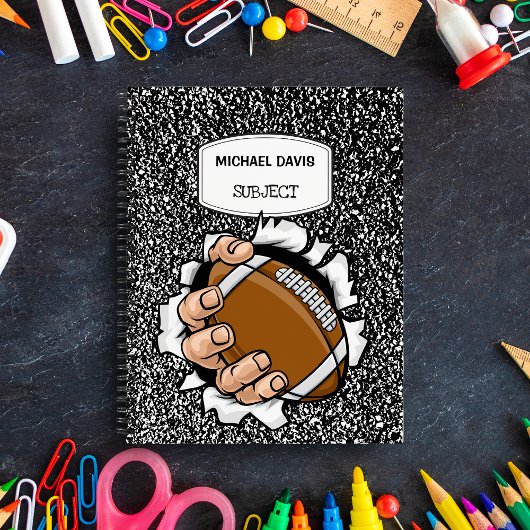 アメリカンフットボール愛好家カスタムのスパイラパーソナライズされたル ノートブック