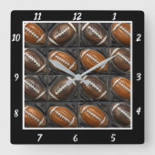 アメリカンフットボール柄のスポーツデザイン スクエア壁時計 (正面)