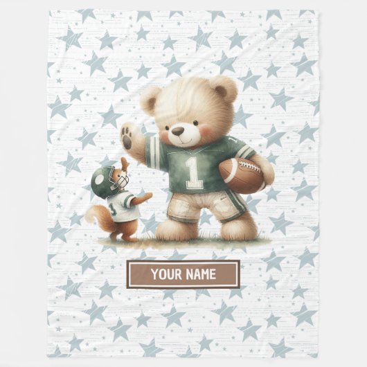 アメリカンフットボール毛布男の赤ちゃん誕生日 フリースブランケット (正面)